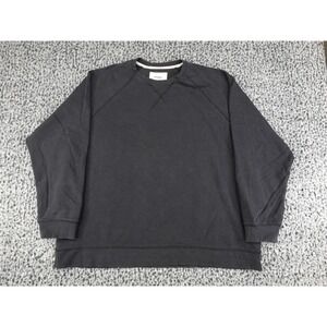 Label Sweatshirt Mens M Black Raglan Crewneck Cotton Blend